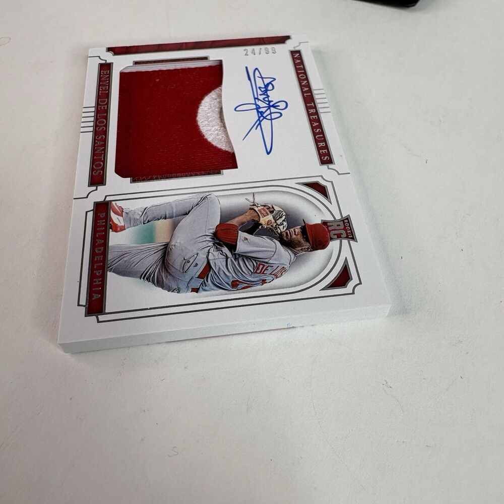 2019 National Treasures Material 24/99 Enyel de los Santos #23 Rookie Auto RC - Picture 4 of 4